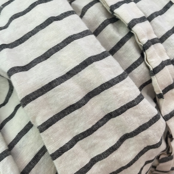 L'Ogan for Target White & Black Striped Short Sleeve 100% Linen Wrap Dress XS - Picture 3 of 5